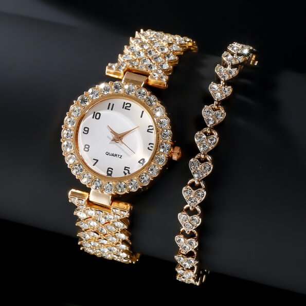 Fashion Jewelry 2pcs Luxury Fashion Women Watch Set Silver Strap Ladies Quartz Wristwatch Alloy Bracelet For Ladies Jewelry Set Clock Gift - Image 5